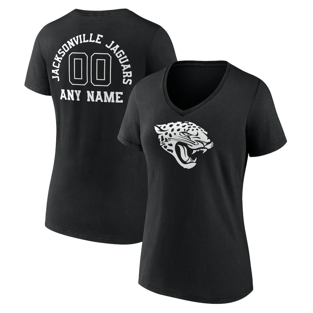 Jacksonville Jaguars  Women's Personalized Name & Number Monochrome V-Neck T-Shirt