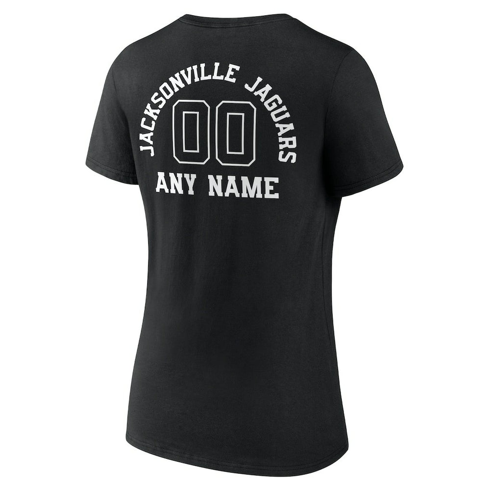 Jacksonville Jaguars  Women's Personalized Name & Number Monochrome V-Neck T-Shirt