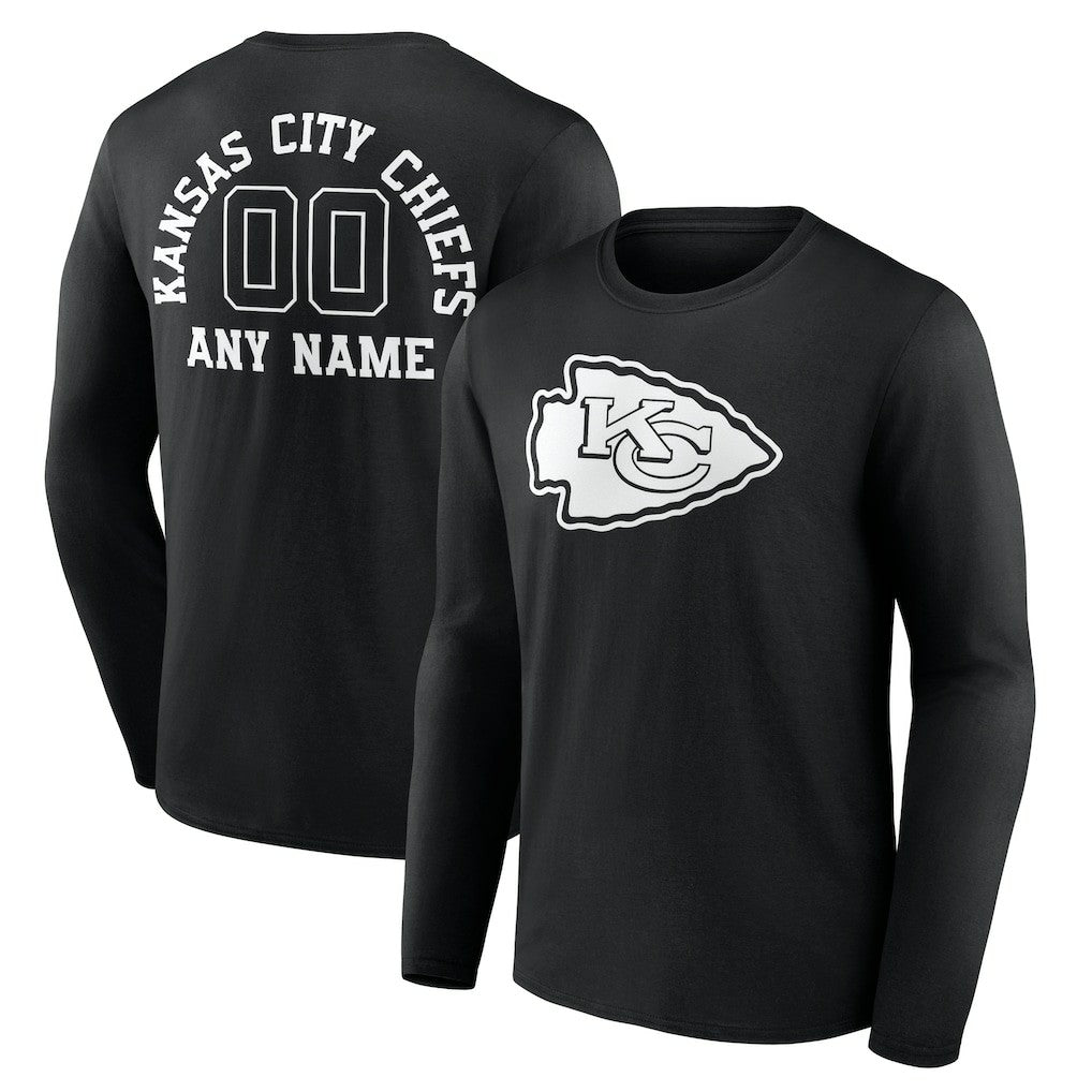 Kansas City Chiefs  Personalized Name & Number Monochrome Long Sleeve T-Shirt