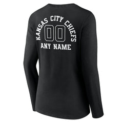 Kansas City Chiefs  Women's Personalized Name & Number Monochrome Long Sleeve V-Neck T-Shirt