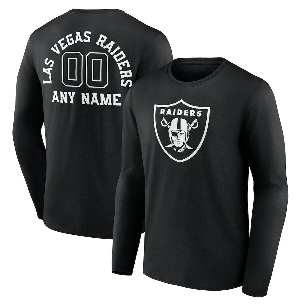 Las Vegas Raiders  Personalized Name & Number Monochrome Long Sleeve T-Shirt