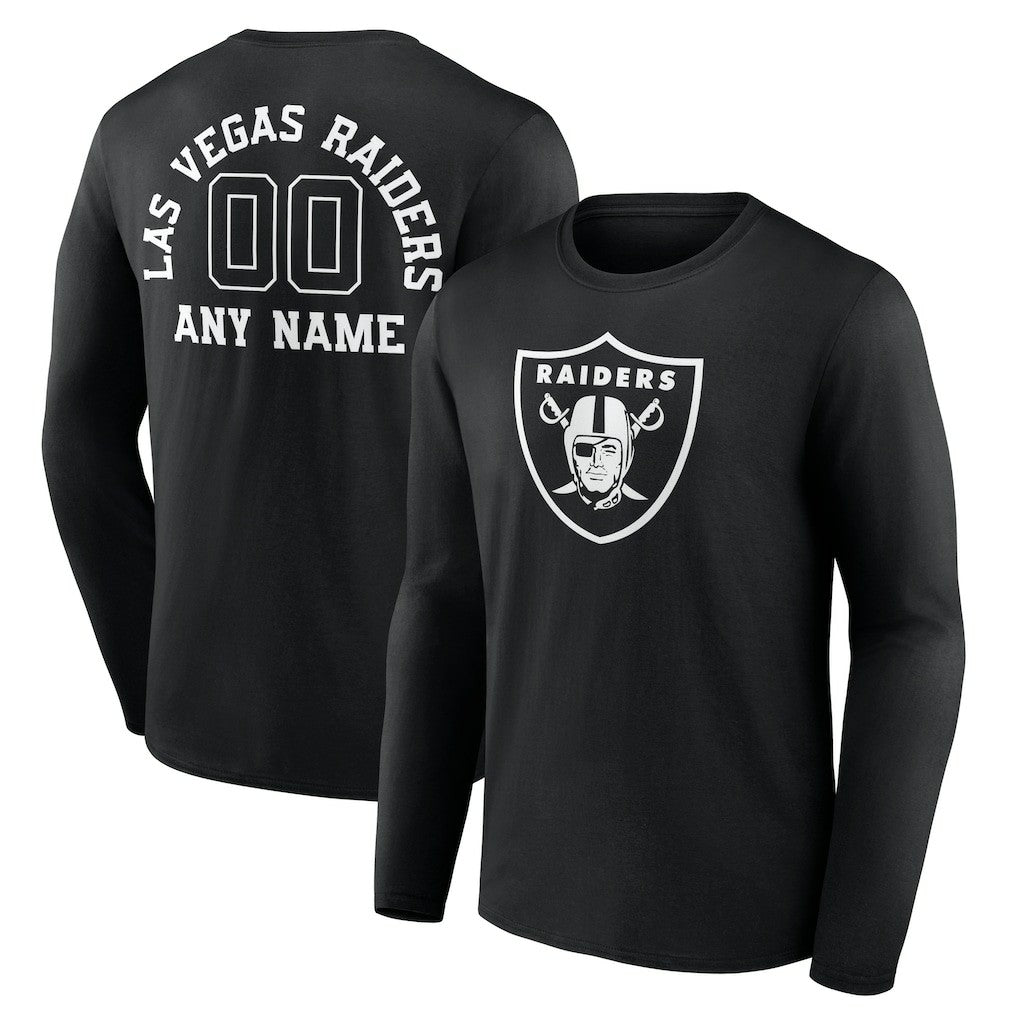 Las Vegas Raiders  Personalized Name & Number Monochrome Long Sleeve T-Shirt