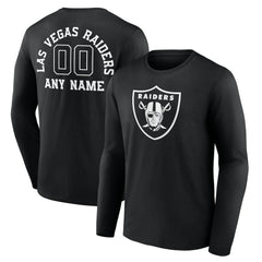 Las Vegas Raiders  Personalized Name & Number Monochrome Long Sleeve T-Shirt