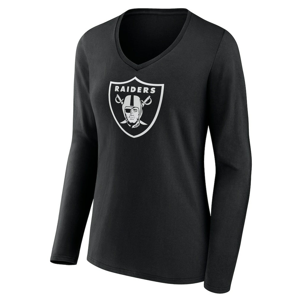 Las Vegas Raiders  Women's Personalized Name & Number Monochrome Long Sleeve V-Neck T-Shirt