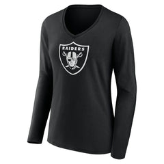 Las Vegas Raiders  Women's Personalized Name & Number Monochrome Long Sleeve V-Neck T-Shirt