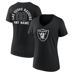 Las Vegas Raiders  Women's Personalized Name & Number Monochrome V-Neck T-Shirt
