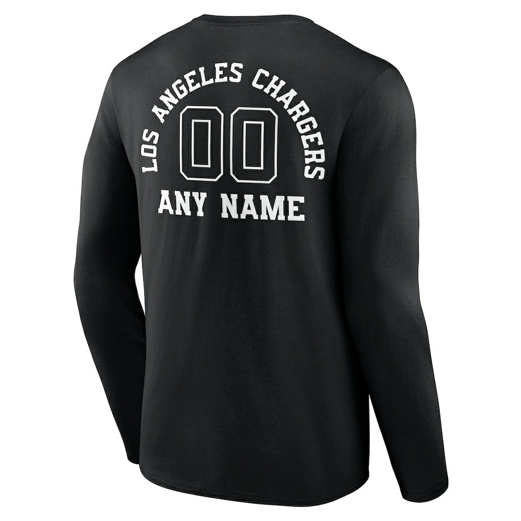 Los Angeles Chargers  Personalized Name & Number Monochrome Long Sleeve T-Shirt