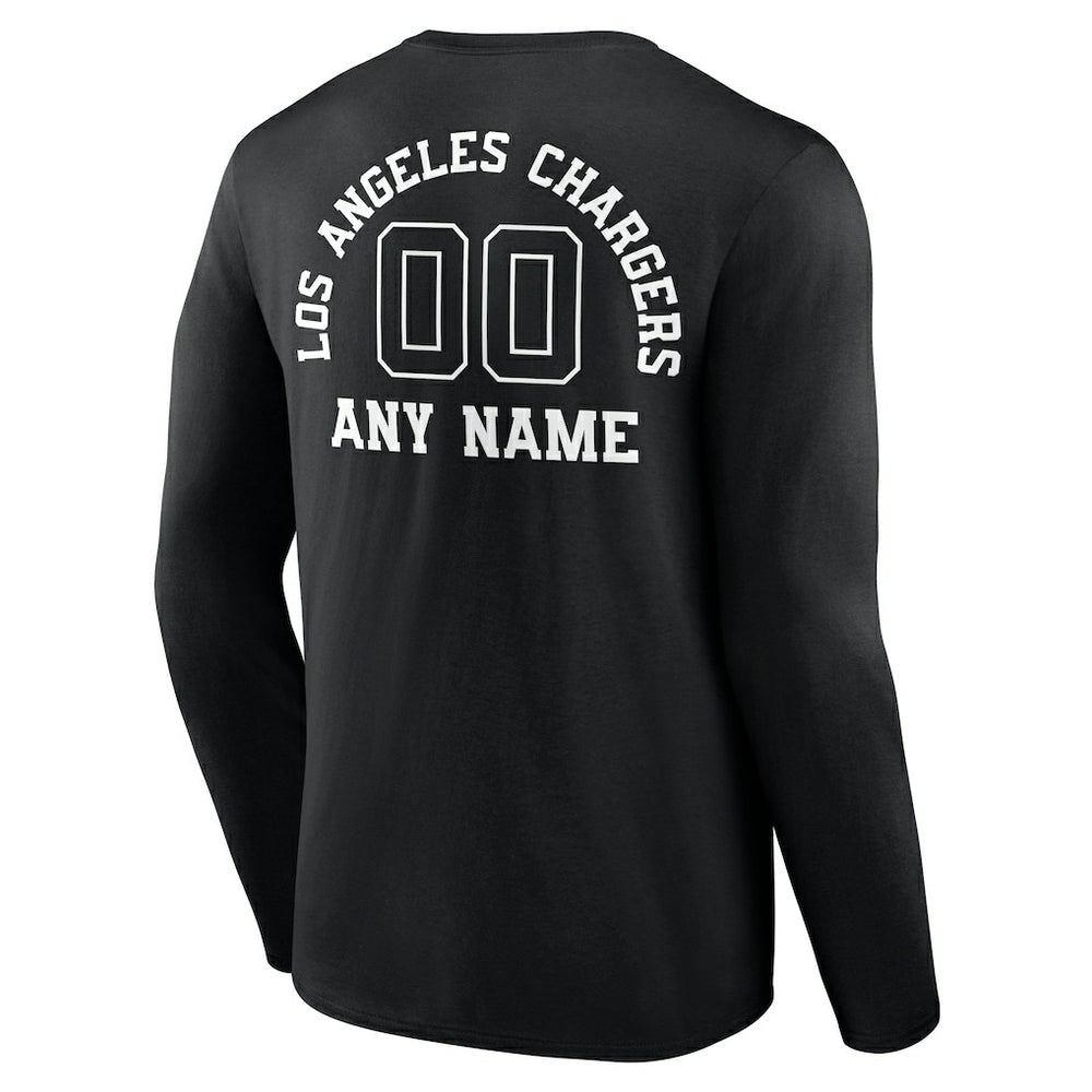 Los Angeles Chargers  Personalized Name & Number Monochrome Long Sleeve T-Shirt