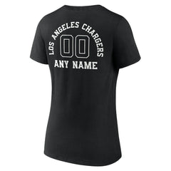 Los Angeles Chargers  Women's Personalized Name & Number Monochrome V-Neck T-Shirt