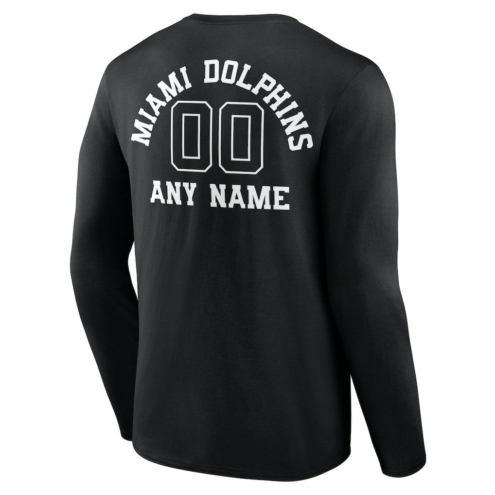 Miami Dolphins  Personalized Name & Number Monochrome Long Sleeve T-Shirt