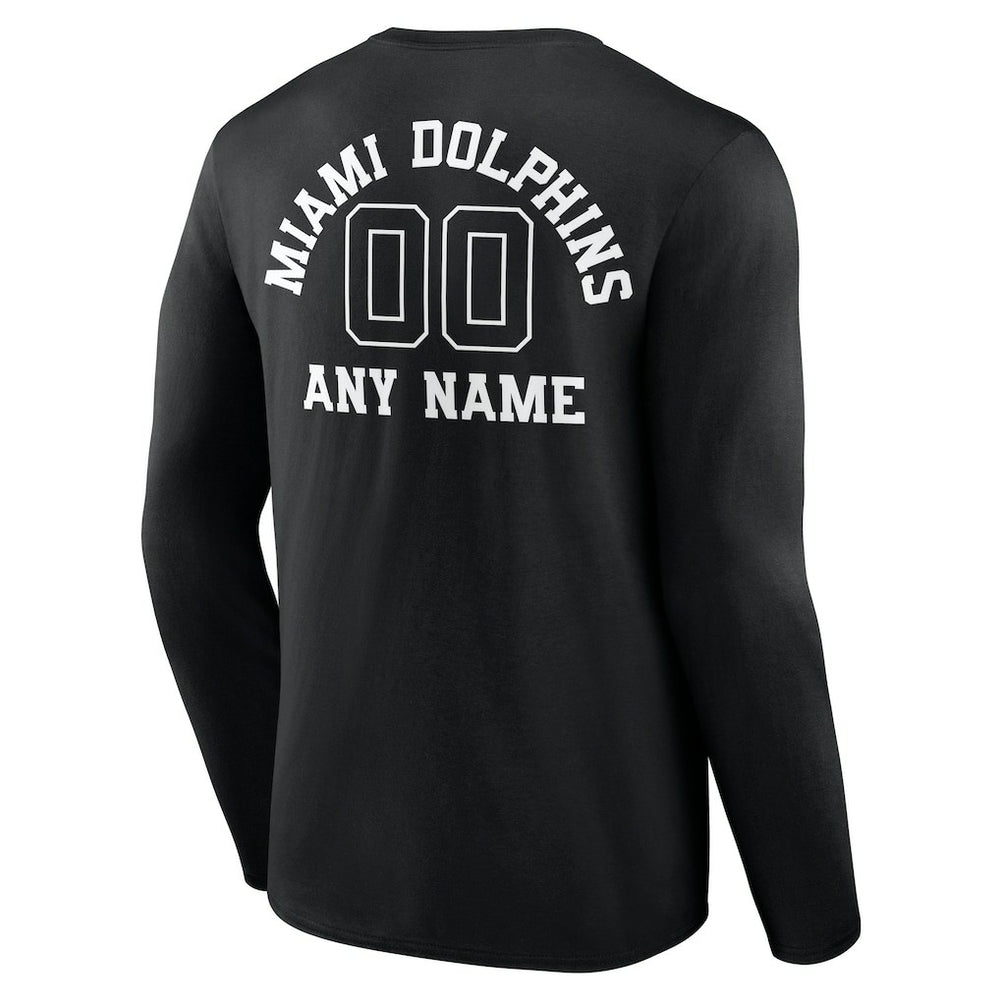 Miami Dolphins  Personalized Name & Number Monochrome Long Sleeve T-Shirt