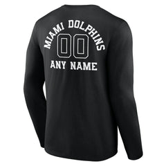 Miami Dolphins  Personalized Name & Number Monochrome Long Sleeve T-Shirt