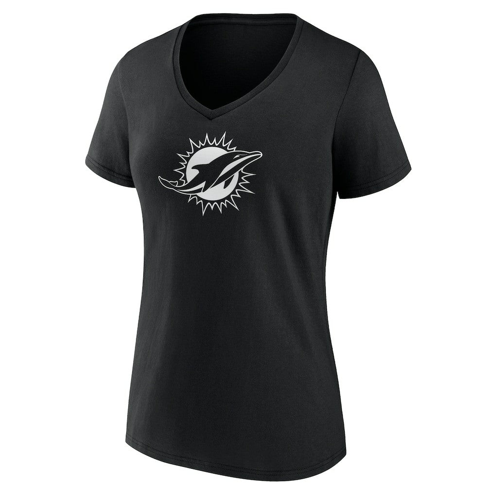 Miami Dolphins  Women's Personalized Name & Number Monochrome V-Neck T-Shirt