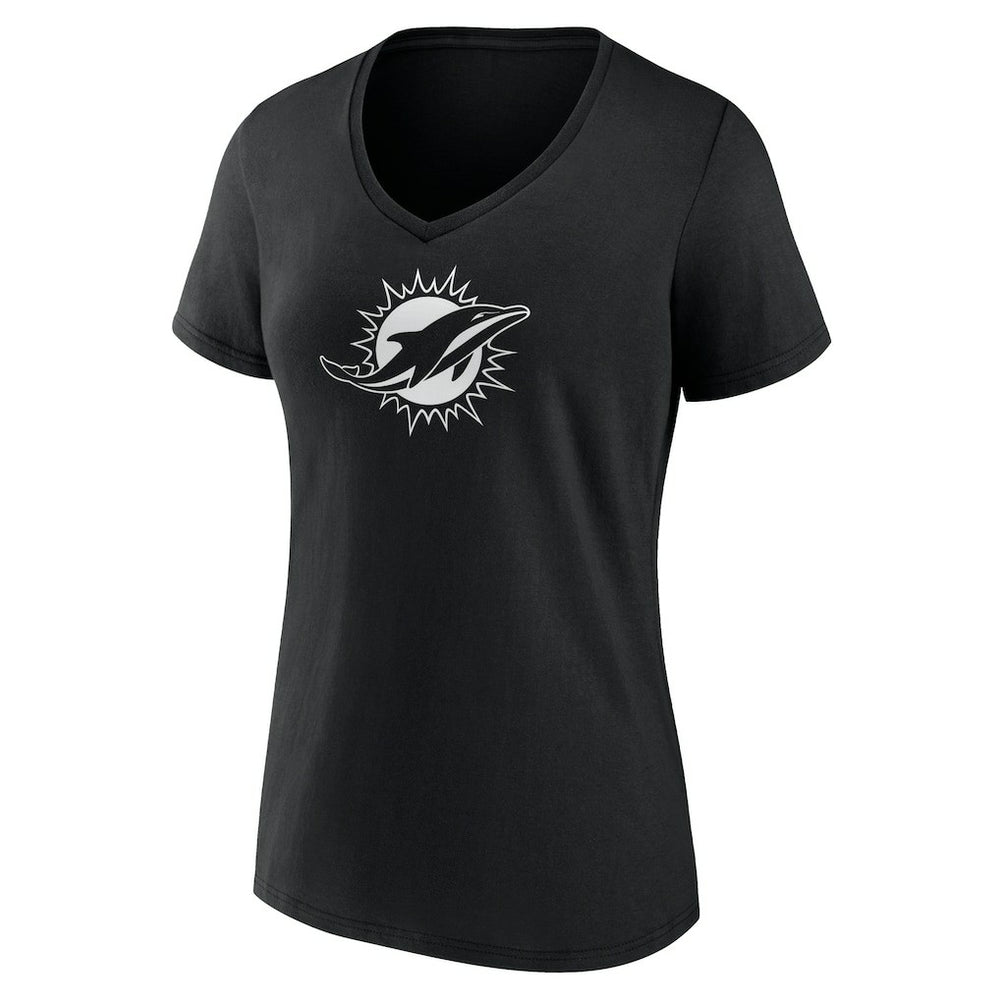 Miami Dolphins  Women's Personalized Name & Number Monochrome V-Neck T-Shirt