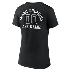 Miami Dolphins  Women's Personalized Name & Number Monochrome V-Neck T-Shirt