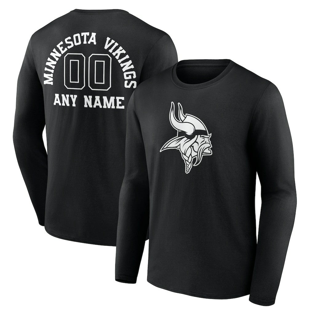 Minnesota Vikings  Personalized Name & Number Monochrome Long Sleeve T-Shirt