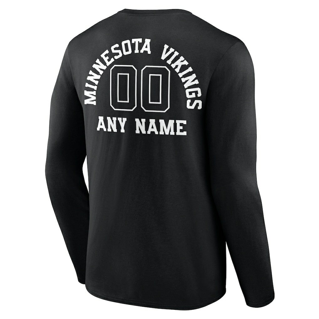 Minnesota Vikings  Personalized Name & Number Monochrome Long Sleeve T-Shirt