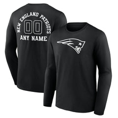 New England Patriots  Personalized Name & Number Monochrome Long Sleeve T-Shirt