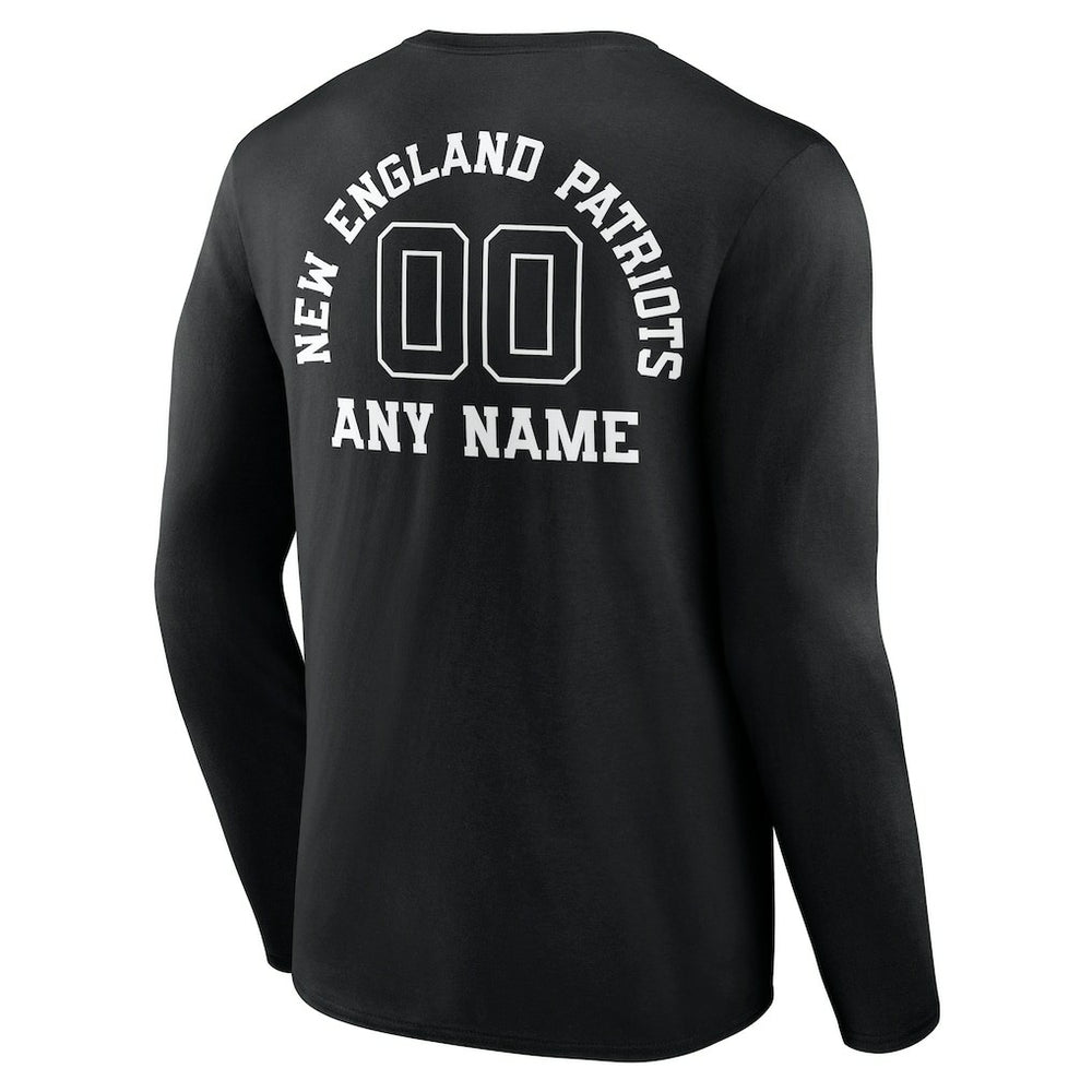 New England Patriots  Personalized Name & Number Monochrome Long Sleeve T-Shirt