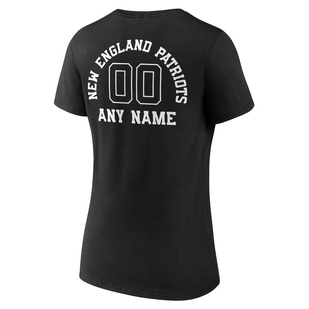 New England Patriots  Women's Personalized Name & Number Monochrome V-Neck T-Shirt