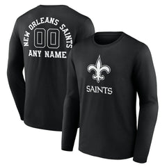 New Orleans Saints  Personalized Name & Number Monochrome Long Sleeve T-Shirt