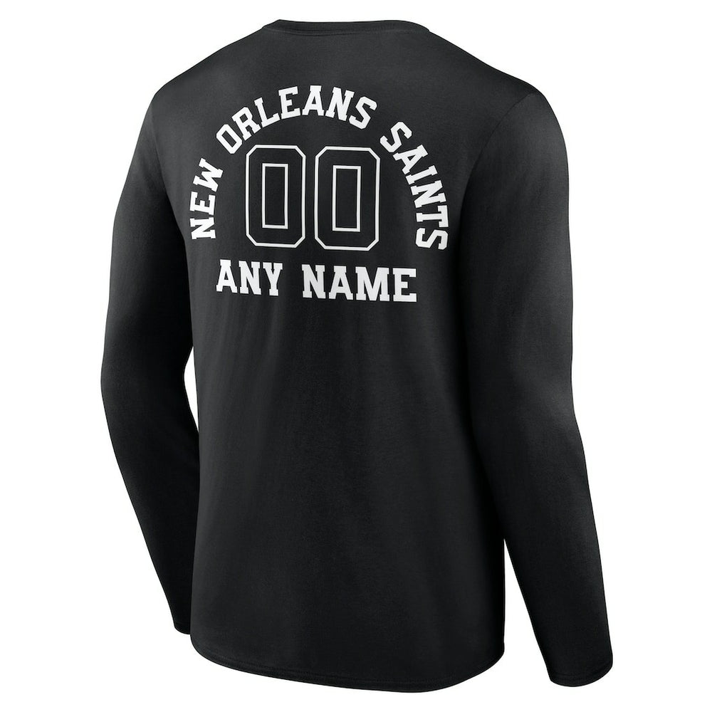 New Orleans Saints  Personalized Name & Number Monochrome Long Sleeve T-Shirt
