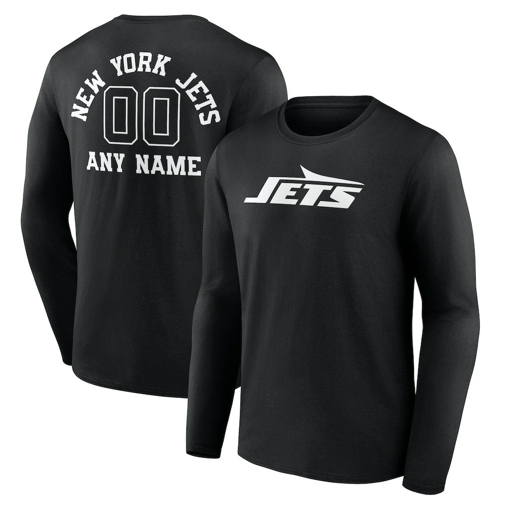 New York Jets  Personalized Name & Number Monochrome Long Sleeve T-Shirt