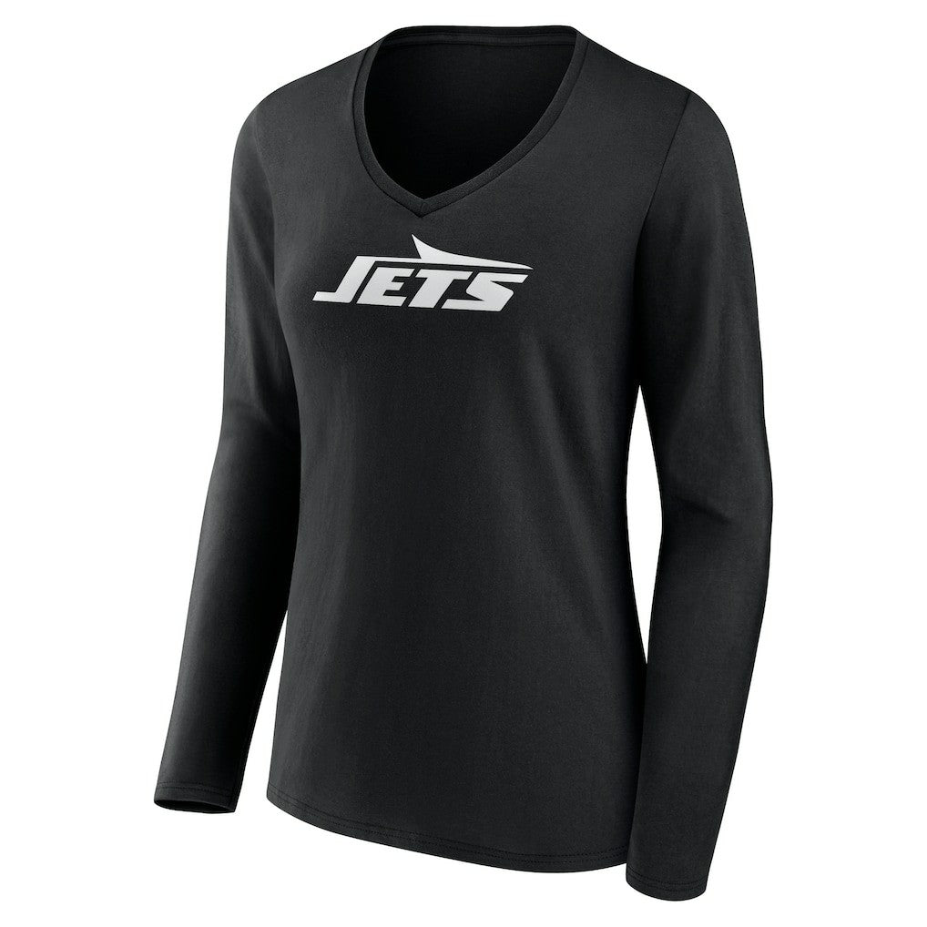 New York Jets  Women's Personalized Name & Number Monochrome Long Sleeve V-Neck T-Shirt