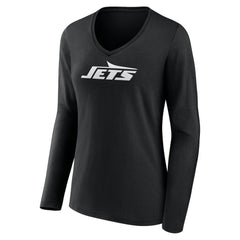 New York Jets  Women's Personalized Name & Number Monochrome Long Sleeve V-Neck T-Shirt