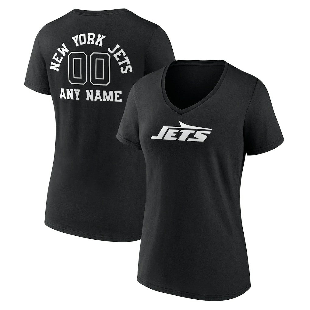 New York Jets  Women's Personalized Name & Number Monochrome V-Neck T-Shirt