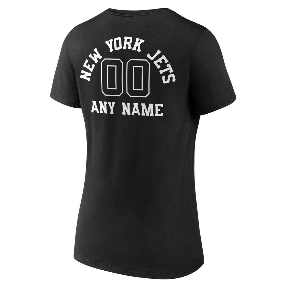 New York Jets  Women's Personalized Name & Number Monochrome V-Neck T-Shirt