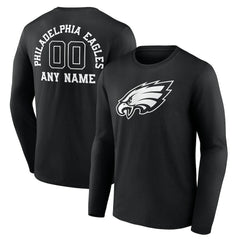 Philadelphia Eagles  Personalized Name & Number Monochrome Long Sleeve T-Shirt