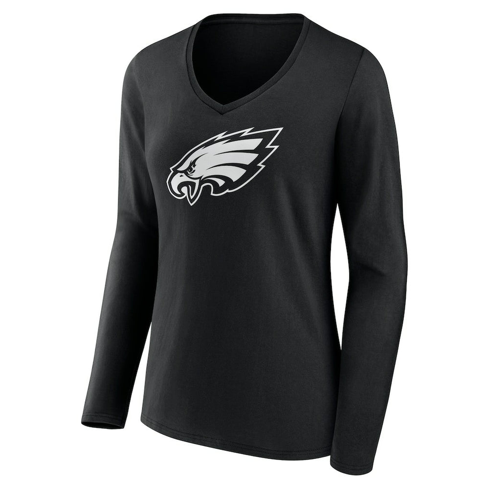 Philadelphia Eagles  Women's Personalized Name & Number Monochrome Long Sleeve V-Neck T-Shirt