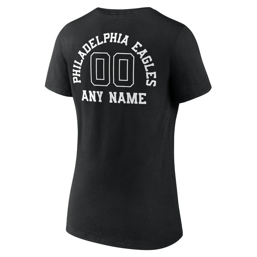 Philadelphia Eagles  Women's Personalized Name & Number Monochrome V-Neck T-Shirt