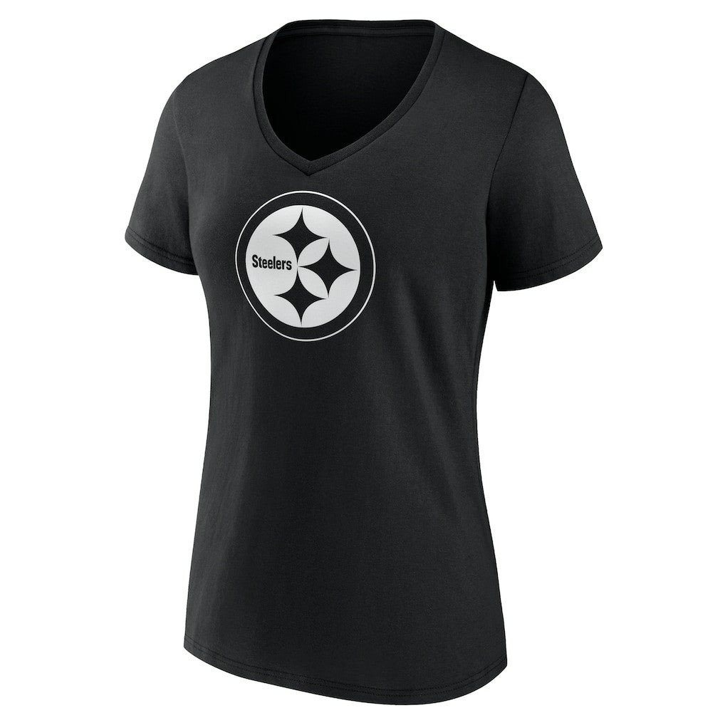 Pittsburgh Steelers  Women's Personalized Name & Number Monochrome V-Neck T-Shirt