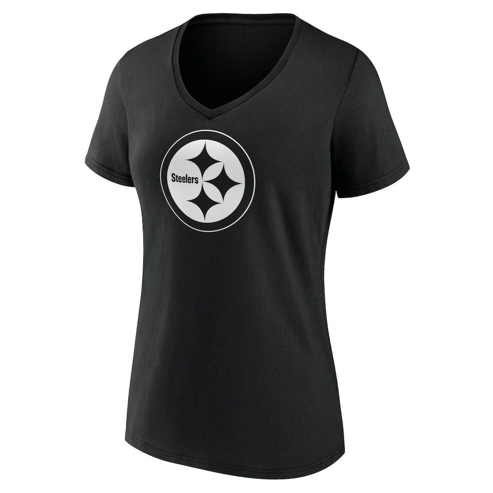 Pittsburgh Steelers  Women's Personalized Name & Number Monochrome V-Neck T-Shirt
