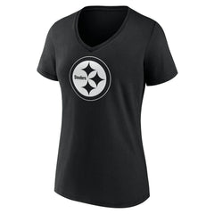 Pittsburgh Steelers  Women's Personalized Name & Number Monochrome V-Neck T-Shirt
