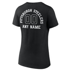 Pittsburgh Steelers  Women's Personalized Name & Number Monochrome V-Neck T-Shirt