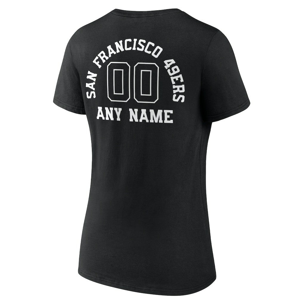 San Francisco 49ers  Women's Personalized Name & Number Monochrome V-Neck T-Shirt