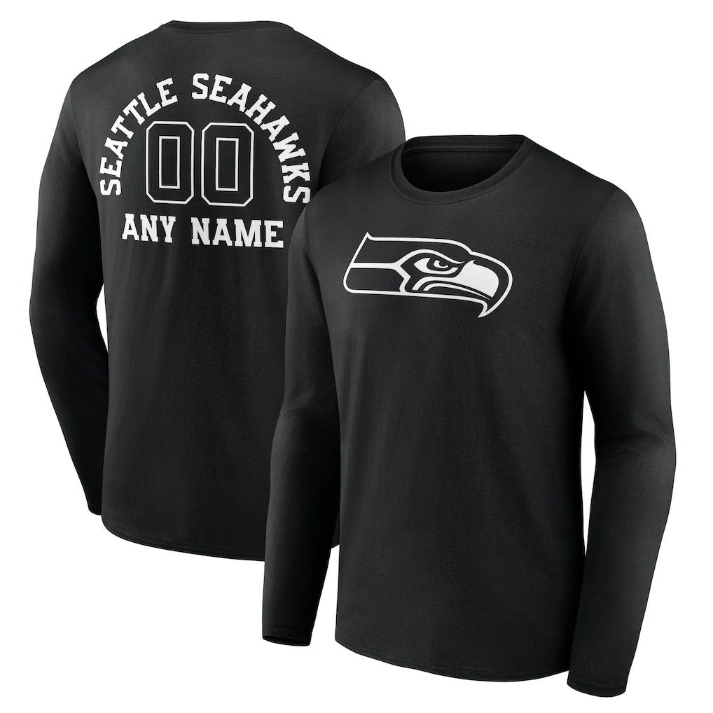 Seattle Seahawks  Personalized Name & Number Monochrome Long Sleeve T-Shirt
