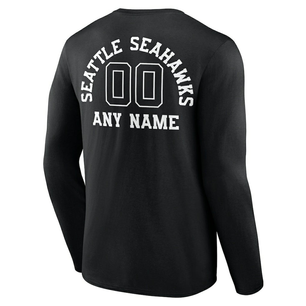 Seattle Seahawks  Personalized Name & Number Monochrome Long Sleeve T-Shirt