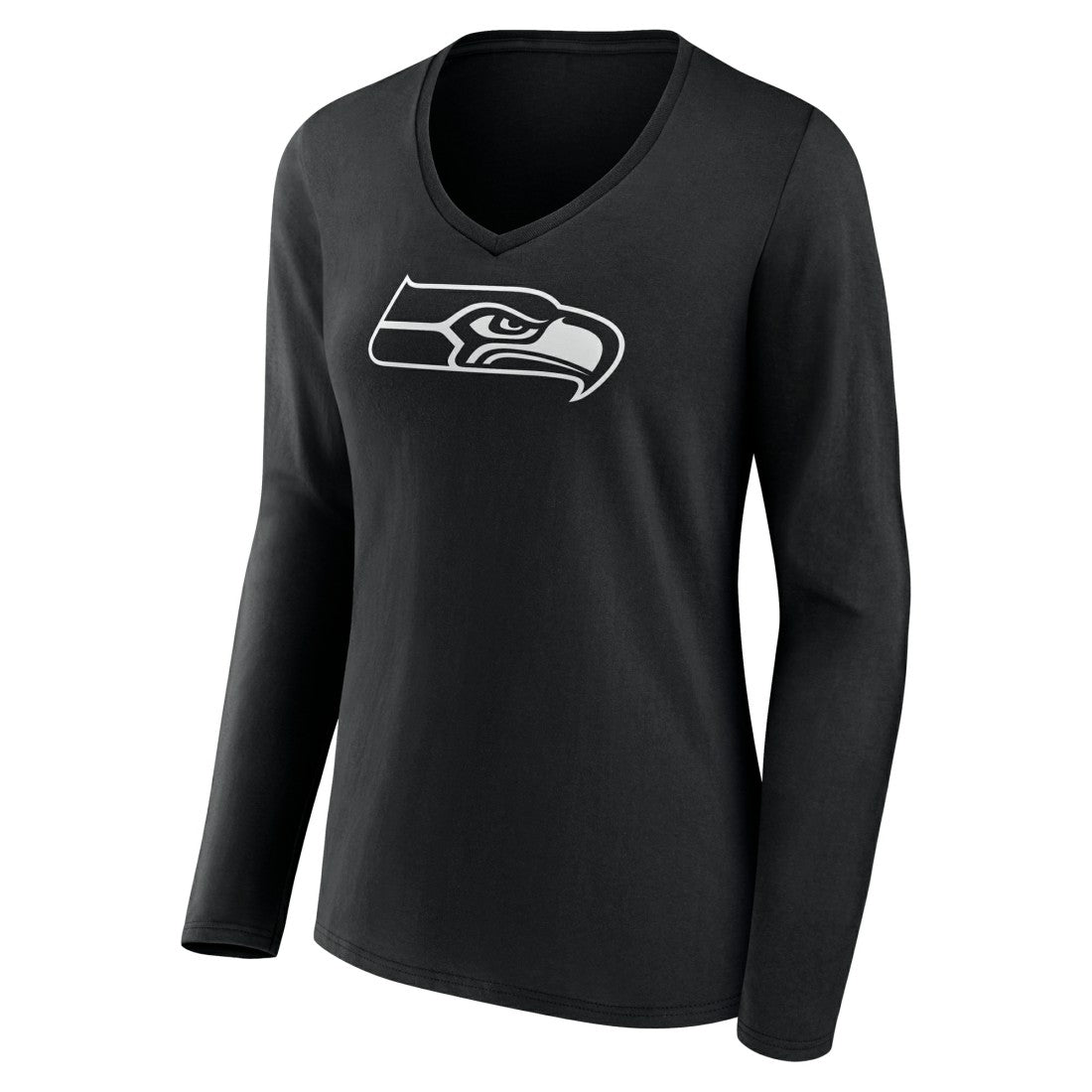 Seattle Seahawks  Women's Personalized Name & Number Monochrome Long Sleeve V-Neck T-Shirt