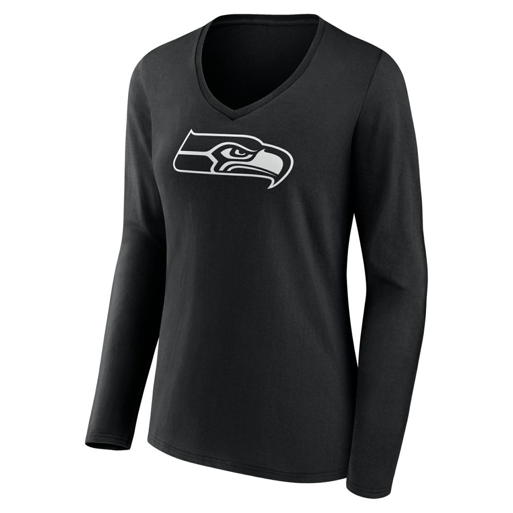 Seattle Seahawks  Women's Personalized Name & Number Monochrome Long Sleeve V-Neck T-Shirt