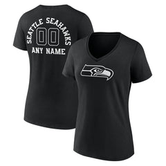 Seattle Seahawks  Women's Personalized Name & Number Monochrome V-Neck T-Shirt