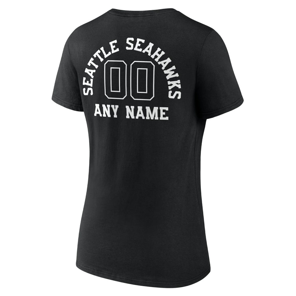 Seattle Seahawks  Women's Personalized Name & Number Monochrome V-Neck T-Shirt