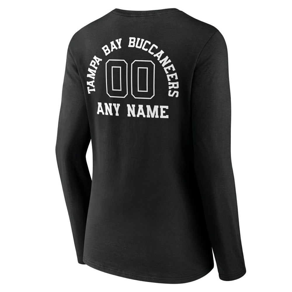 Tampa Bay Buccaneers  Women's Personalized Name & Number Monochrome Long Sleeve V-Neck T-Shirt