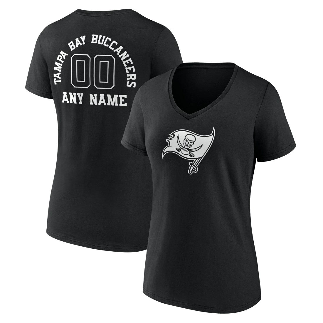 Tampa Bay Buccaneers  Women's Personalized Name & Number Monochrome V-Neck T-Shirt