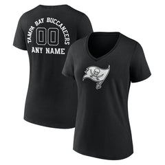 Tampa Bay Buccaneers  Women's Personalized Name & Number Monochrome V-Neck T-Shirt