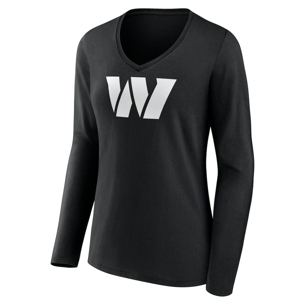 Washington Commanders  Women's Personalized Name & Number Monochrome Long Sleeve V-Neck T-Shirt