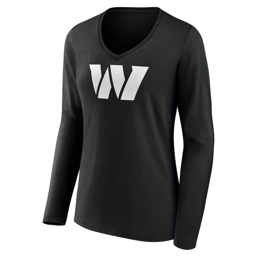 Washington Commanders  Women's Personalized Name & Number Monochrome Long Sleeve V-Neck T-Shirt